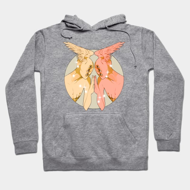 Angels touching palms Hoodie by PeachyDoodle